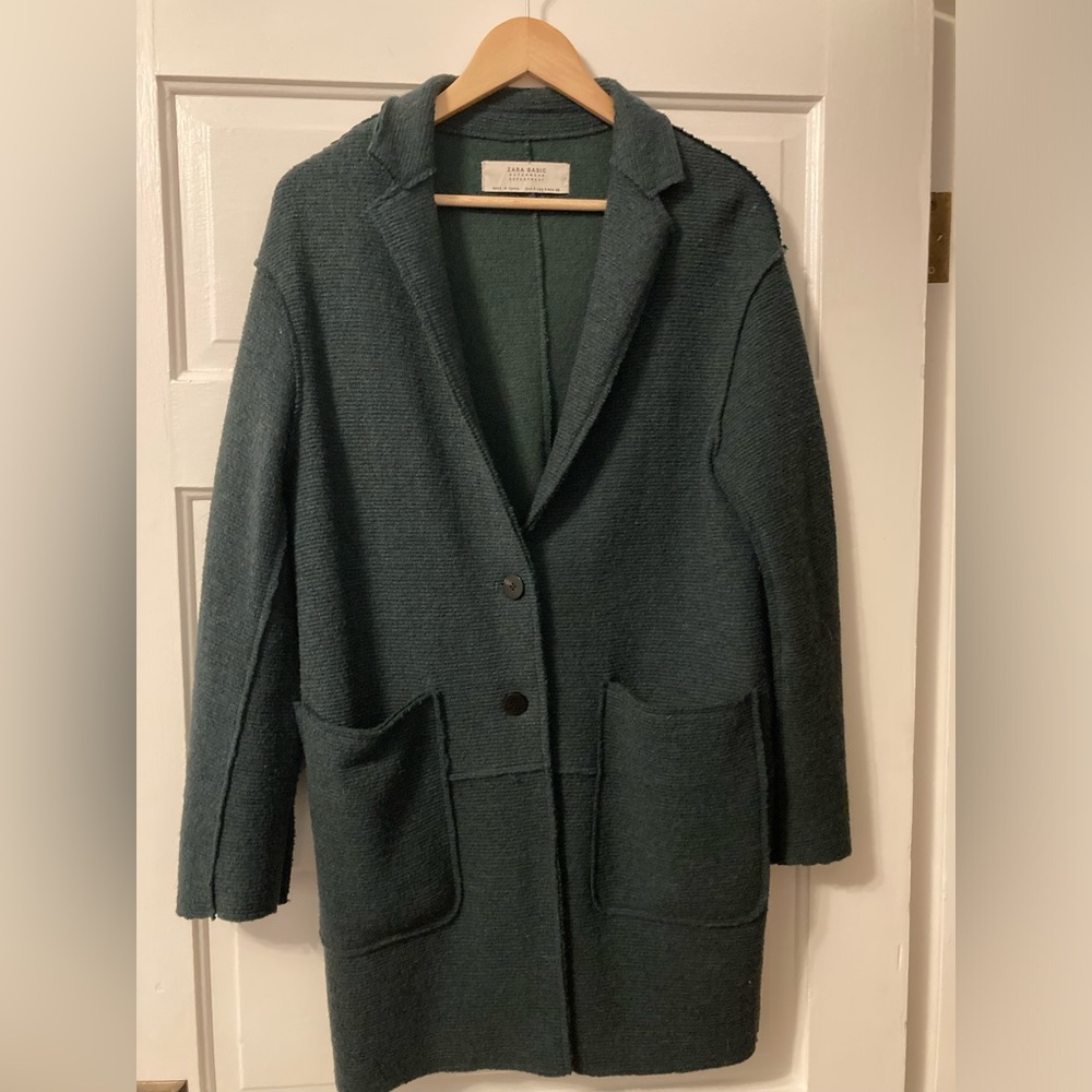 Zara Dark Green Wool Coat/Size Small